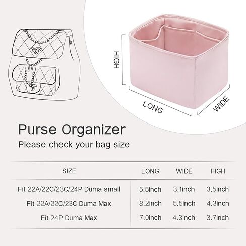 Organizer Insert for Chanel Duma Bags, Sliky Purse Inserts for Chanel Duma Backpack, Exclusively for 22A/22C/23C/24P Duma Small (Small, Pink) in Saudi Arabia