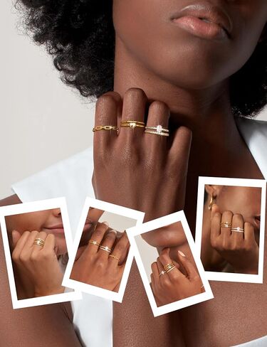 FIASASO 5Pcs Stackable Rings for Women 14K Gold Plated Non Tarnish Dainty Cubic Zirconia Waterproof Stacking Rings Silver Minimalist Band Ring Stacks for Women Trendy No Tarnish Thin Fashion Thumb Ring Size 5 6 7 8 9 10 in Saudi Arabia