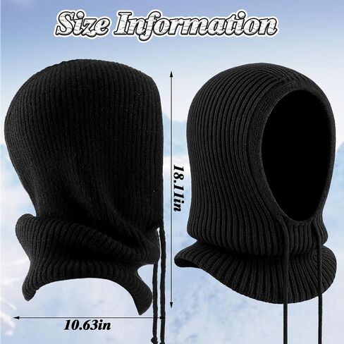 3 Pcs Hooded Scarf Hat for Women Balaclava Knit Skull Cap Beanie Hat with Adjustable Drawstring for Winter Outdoor Sport in Saudi Arabia