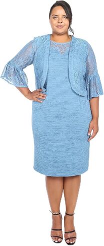 Maya Brooke Women's Plus Size Lace Jacket and Solid Dress in Kuwait
