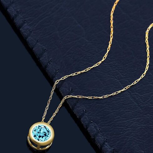 14K Yellow Gold White Moissanite from Charles & Colvard Pendant Necklace For Women (0.80 Cttw, Gemstone, Round 6MM, with 18 Inch Chain) in Saudi Arabia