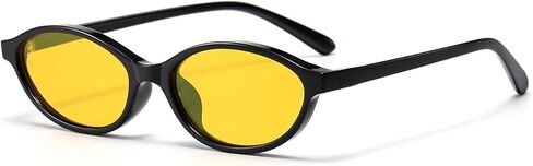 Retro Oval Sunglasses for Women Trendy Oval Narrow Cat Eye Sunnies 90s Vintage Shades in Kuwait