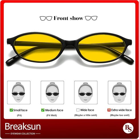 Retro Oval Sunglasses for Women Trendy Oval Narrow Cat Eye Sunnies 90s Vintage Shades in Kuwait