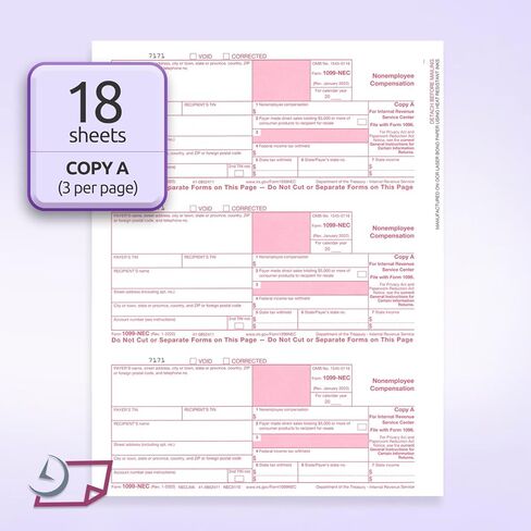 NextDayLabels 1099-NEC Forms for 2024, 4-Part Tax Forms, Vendor Kit, 15 Laser Forms and 15 Envelopes in Kuwait