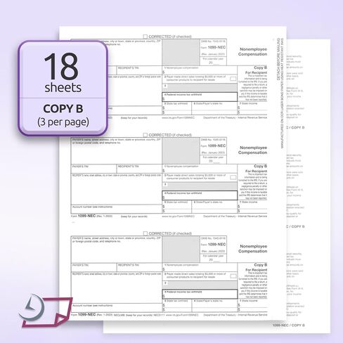 NextDayLabels 1099-NEC Forms for 2024, 4-Part Tax Forms, Vendor Kit, 15 Laser Forms and 15 Envelopes in Kuwait
