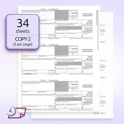 NextDayLabels 1099-NEC Forms for 2024, 4-Part Tax Forms, Vendor Kit, 15 Laser Forms and 15 Envelopes in Kuwait