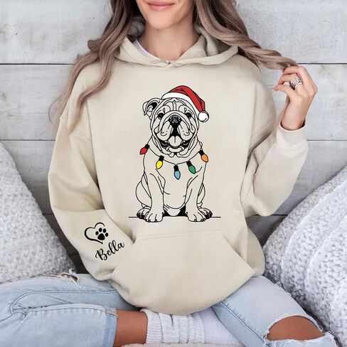 NAZENTI Custom Dog Mom Christmas Sweatshirt and Hoodie, Personalized Dog Mom Hoodies Sweatshirts For Women, Pet Gifts in Saudi Arabia