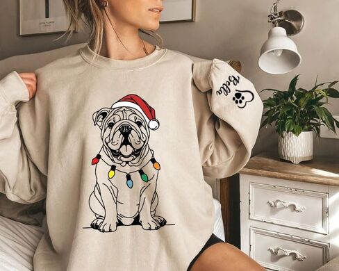 NAZENTI Custom Dog Mom Christmas Sweatshirt and Hoodie, Personalized Dog Mom Hoodies Sweatshirts For Women, Pet Gifts in Saudi Arabia