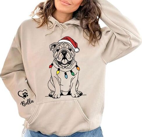 NAZENTI Custom Dog Mom Christmas Sweatshirt and Hoodie, Personalized Dog Mom Hoodies Sweatshirts For Women, Pet Gifts in Saudi Arabia