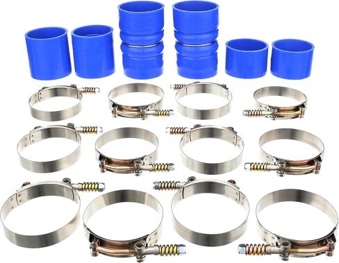 Heavy Duty High Temp 5-ply Reinforced Silicone Radiator Hose and Intercooler Boot Kit Compatible With 1999-2001 F-250 F-350 Ford 7.3 Powerstroke Turbo Diesel (Blue) in Saudi Arabia