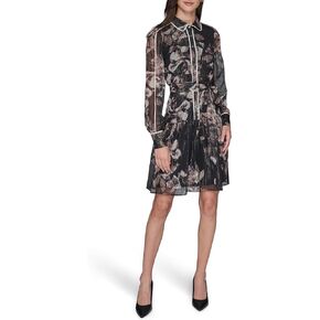Karl Lagerfeld Women's Long Sleeve Printed Crinkle Chiffon Shirt Dress in Saudi Arabia