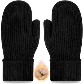 woogwin Winter Mittens for Women Men Warm Thick Thermal Fleece Stretchy Knit Wool Snow Gloves for Cold Weather Folding Cuffs in Kuwait