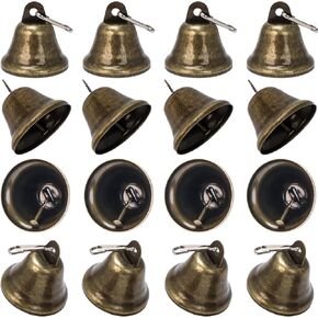 Vintage Bronze Bells with Spring Clips, 1.5 Inch Decorative Metal Bells for Christmas Tree, Set of 16 in Saudi Arabia