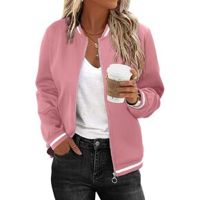 Magritta Womens Zip Up Jackets Dressy Long Sleeve Sweatshirt Button Down Cropped Bomber Jacket Fall Shirts with Pocket in Kuwait