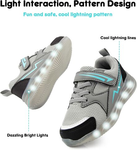 أحذية YESKIS للأطفال الصغار من الأولاد والبنات المضيئة بإضاءة LED وامضة خفيفة الوزن شبكية قابلة للتنفس أحذية رياضية رائعة للأطفال الصغار والأطفال الصغار in Kuwait