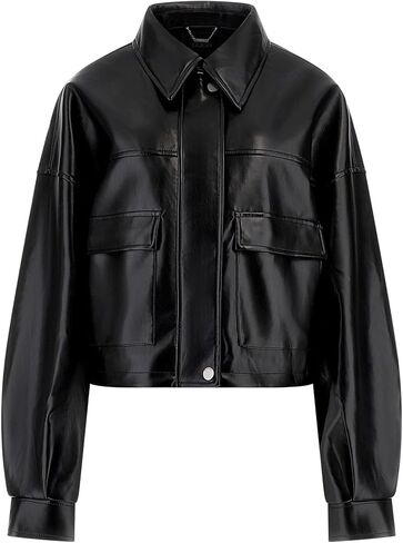 GUESS Women's Flaminia Crop Faux Leather Jacket in Saudi Arabia