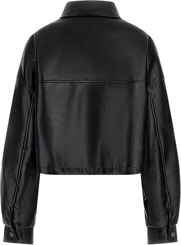 GUESS Women's Flaminia Crop Faux Leather Jacket in Saudi Arabia