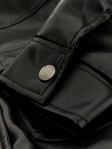 GUESS Women's Flaminia Crop Faux Leather Jacket in Saudi Arabia