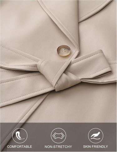MEROKEETY Women's Fall Fashion 2025 Leather Jacket Casual Belt Button Down Blazer Trendy Coat Outerwear in Saudi Arabia