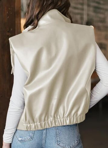 EVALESS Faux Leather Jacket Women Sleeveless Motorcycle Coat Zip Up Vest Jackets Fall Fashion Outfits Winter Clothes in Saudi Arabia