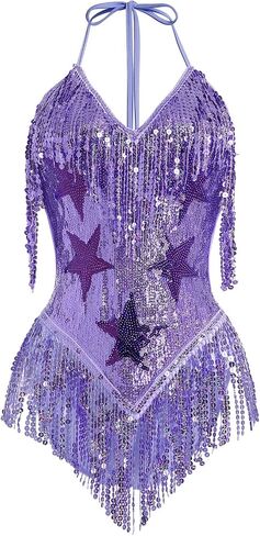 IMEKIS Women Sparkle Stars Fringes Bodysuit Concert Rave Outfit Shiny Music Festivals Halloween Cosplay Alien Costumes in Saudi Arabia