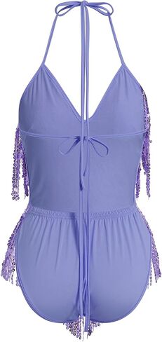 IMEKIS Women Sparkle Stars Fringes Bodysuit Concert Rave Outfit Shiny Music Festivals Halloween Cosplay Alien Costumes in Saudi Arabia