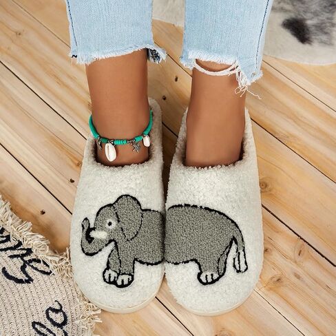 Slippers for Women Men Cute House Slippers Plush Fleece Lining Warm Home Shoes Slip-on in Saudi Arabia