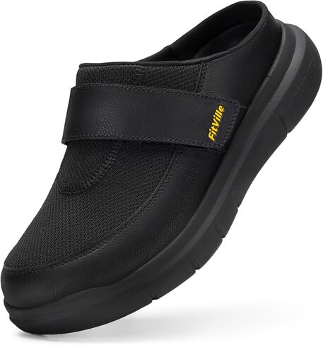 FitVille Diabetic Slippers for Men Slip-On Wide Mens Mules for Swollen Feet Adjustable Wide Clogs for Men Indoors Walking Shoes for Plantar Fasciitis in Saudi Arabia