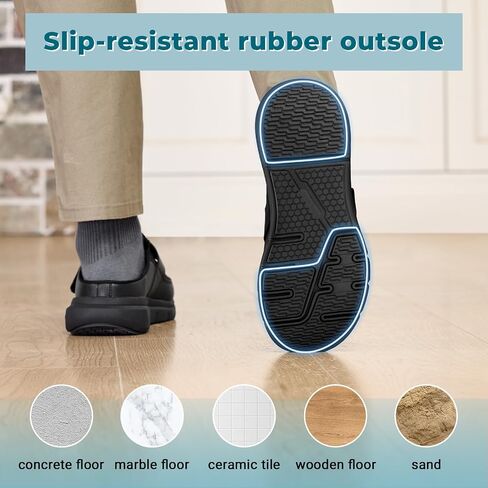 FitVille Diabetic Slippers for Men Slip-On Wide Mens Mules for Swollen Feet Adjustable Wide Clogs for Men Indoors Walking Shoes for Plantar Fasciitis in Saudi Arabia