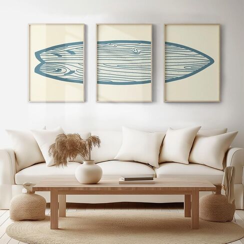 AntExpanse Surfboard Wall Decor 3 Pieces, Gallery-Style Canvas Art Prints with Outer Frame, Sea and Surf Pictures for Beach House, Living Room, Bedroom Décor with Decorative Frame (16x22inchx3) in Saudi Arabia
