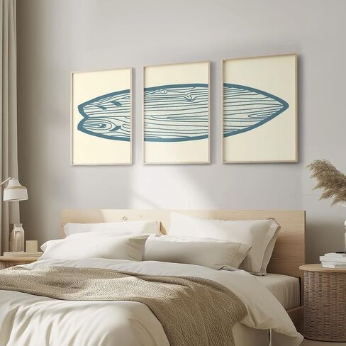 AntExpanse Surfboard Wall Decor 3 Pieces, Gallery-Style Canvas Art Prints with Outer Frame, Sea and Surf Pictures for Beach House, Living Room, Bedroom Décor with Decorative Frame (16x22inchx3) in Saudi Arabia