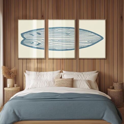AntExpanse Surfboard Wall Decor 3 Pieces, Gallery-Style Canvas Art Prints with Outer Frame, Sea and Surf Pictures for Beach House, Living Room, Bedroom Décor with Decorative Frame (16x22inchx3) in Saudi Arabia