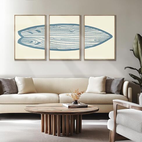 AntExpanse Surfboard Wall Decor 3 Pieces, Gallery-Style Canvas Art Prints with Outer Frame, Sea and Surf Pictures for Beach House, Living Room, Bedroom Décor with Decorative Frame (16x22inchx3) in Saudi Arabia