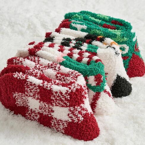 مجموعة جوارب دافئة غامضة من Snuggle Sac هدية عيد الميلاد للنساء، مجموعة جوارب شتوية مريحة للغاية وناعمة للغاية، هدايا عيد ميلاد لها، 4 أزواج in Kuwait
