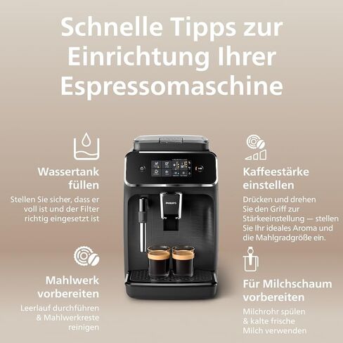 PHILIPS 2200 Series Fully Automatic Espresso Machine, Classic Milk Frother, 2 Coffee Varieties, Intuitive Touch Display, 100% Ceramic Grinder, AquaClean Filter, Aroma Seal, Black (EP2220/14) in Saudi Arabia