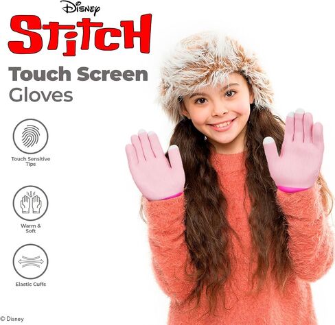 iJoy Disney Touch Screen Winter Gloves for Cold Weather – Warm Lilo and Stitch Gifts for Fans of Stitch Stuff in Saudi Arabia