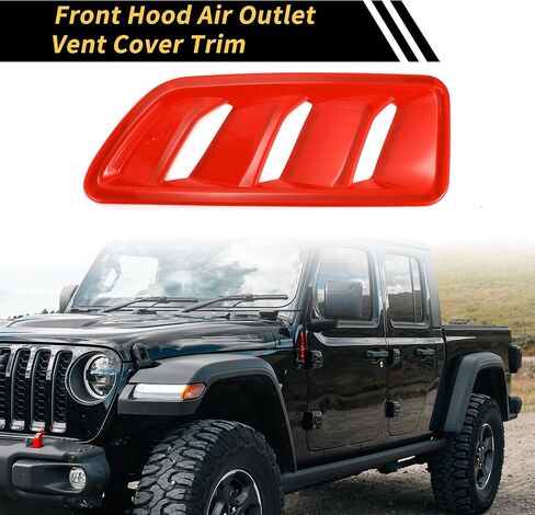 1 Pair Car Front Hood Air Outlet Vent Cover Trim for Jeep Wrangler JL JLU Gladiator 2018-2024 Hood Engine Bonnet Air Vent Outlet Cover Bezels ABS Red in Saudi Arabia