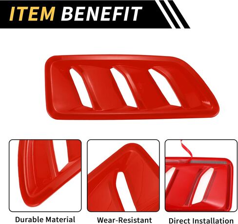 1 Pair Car Front Hood Air Outlet Vent Cover Trim for Jeep Wrangler JL JLU Gladiator 2018-2024 Hood Engine Bonnet Air Vent Outlet Cover Bezels ABS Red in Saudi Arabia