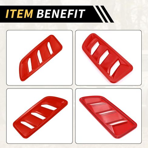 1 Pair Car Front Hood Air Outlet Vent Cover Trim for Jeep Wrangler JL JLU Gladiator 2018-2024 Hood Engine Bonnet Air Vent Outlet Cover Bezels ABS Red in Saudi Arabia