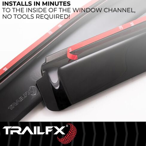 Window Vents Fits Ford F-250 Super Duty Crew Cab 2017-2025 in-Channel Smoked Rainguards 4-Piece Low Profile Acrylic Set TrailFX 4381IC in Saudi Arabia