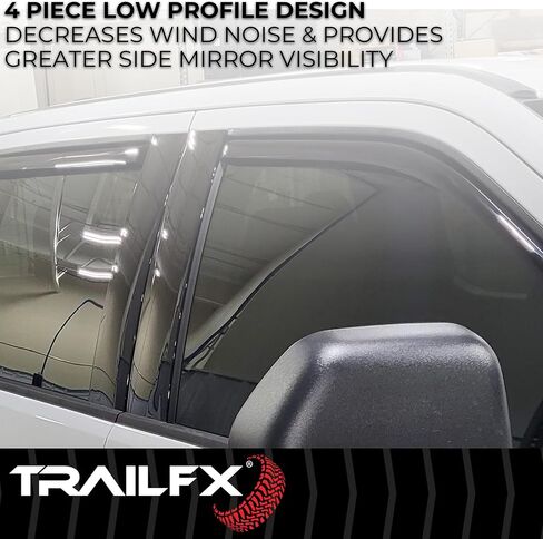 Window Vents Fits Ford F-250 Super Duty Crew Cab 2017-2025 in-Channel Smoked Rainguards 4-Piece Low Profile Acrylic Set TrailFX 4381IC in Saudi Arabia