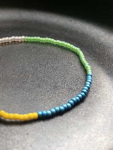 Handmade Multi-Color Glass Bead Stretch Bracelet with Solid Brass Accent | Minimalist Boho Style Jewelry for Women in Saudi Arabia