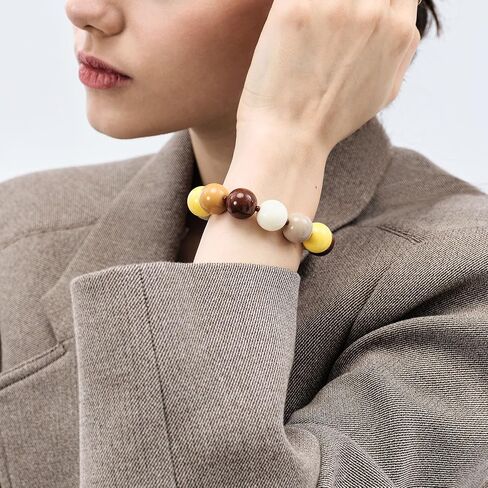 KissYan Beaded Bracelets for Women, Chunky Stretch Elastic Bracelet, Colorful Round Beads Bracelets Handmade Fashion Autumn Jewelry Gifts in Saudi Arabia