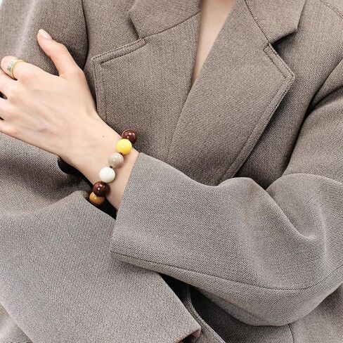 KissYan Beaded Bracelets for Women, Chunky Stretch Elastic Bracelet, Colorful Round Beads Bracelets Handmade Fashion Autumn Jewelry Gifts in Saudi Arabia