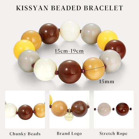 KissYan Beaded Bracelets for Women, Chunky Stretch Elastic Bracelet, Colorful Round Beads Bracelets Handmade Fashion Autumn Jewelry Gifts in Saudi Arabia