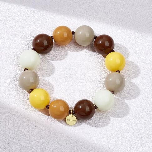 KissYan Beaded Bracelets for Women, Chunky Stretch Elastic Bracelet, Colorful Round Beads Bracelets Handmade Fashion Autumn Jewelry Gifts in Saudi Arabia