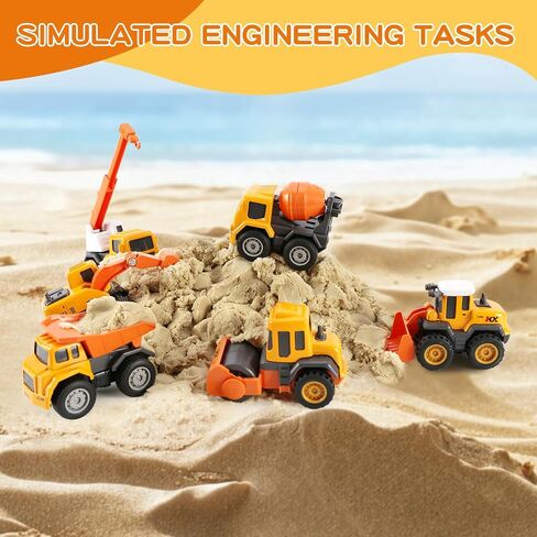 8 Pack Alloy Construction Vehicles Toys Cars for 3 4 5 Year Old Boys Toddler Toys, Excavator/Bulldozer/Mulcher/Mixer Toys and Many More, Outdoor Toddler Boy Toys Birthday in Saudi Arabia
