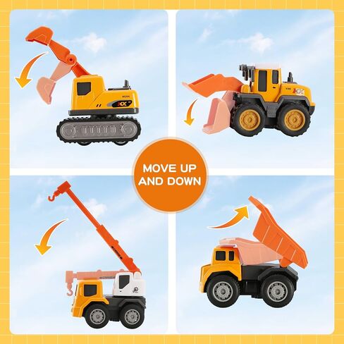 8 Pack Alloy Construction Vehicles Toys Cars for 3 4 5 Year Old Boys Toddler Toys, Excavator/Bulldozer/Mulcher/Mixer Toys and Many More, Outdoor Toddler Boy Toys Birthday in Saudi Arabia