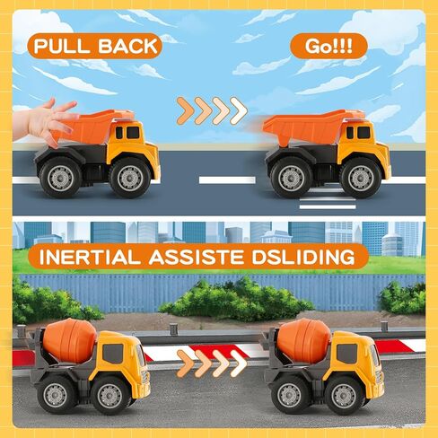 8 Pack Alloy Construction Vehicles Toys Cars for 3 4 5 Year Old Boys Toddler Toys, Excavator/Bulldozer/Mulcher/Mixer Toys and Many More, Outdoor Toddler Boy Toys Birthday in Saudi Arabia