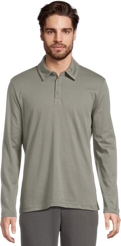 Barefoot Dreams Malibu Collection Men's Pima Long Sleeve Polo in Saudi Arabia
